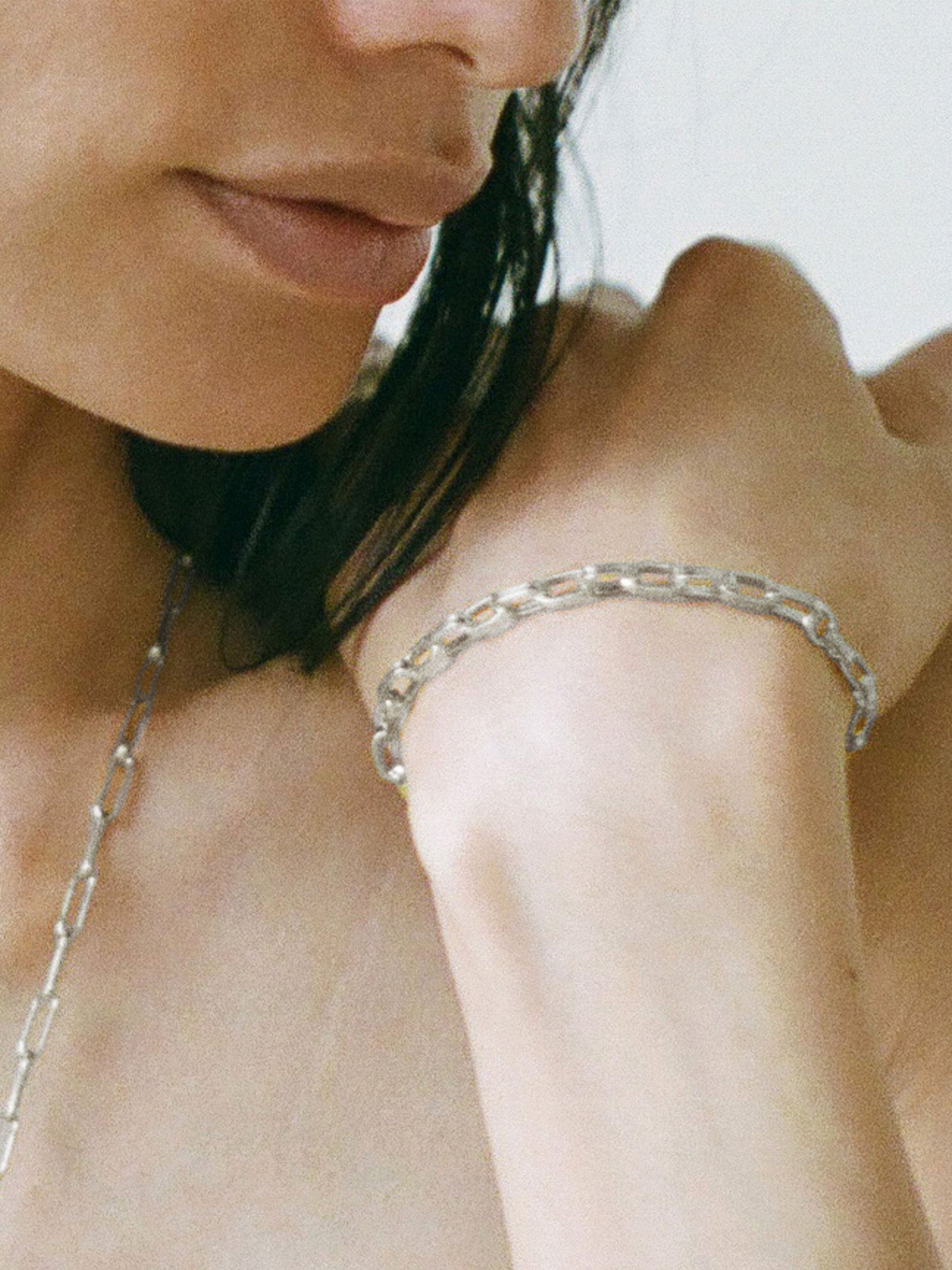 Model wearing Laura Lombardi Silver Catena Bracelet