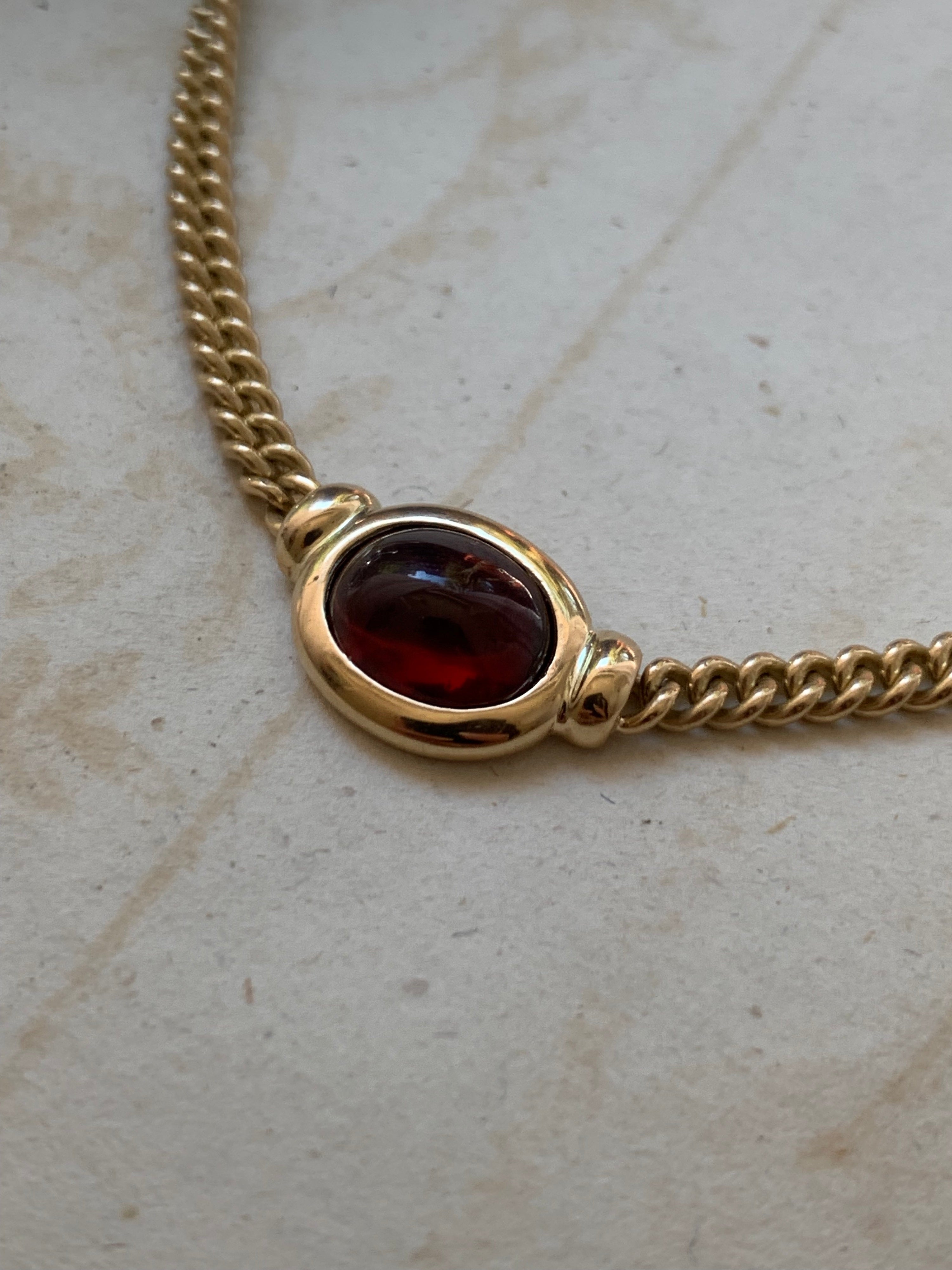 Laura Lombardi 14kt yellow gold Donatella Necklace with Garnet.