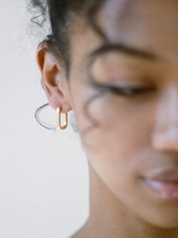 Model wearing Laura Lombardi Fissa Hoops