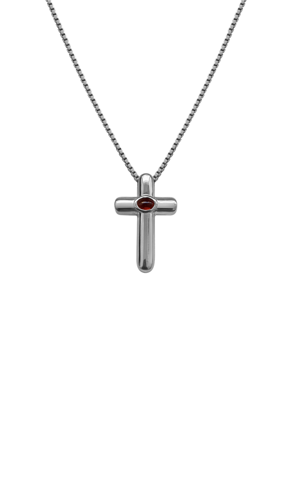 Laura Lombardi 14kt White Gold Gabriella Necklace with Red Garnet