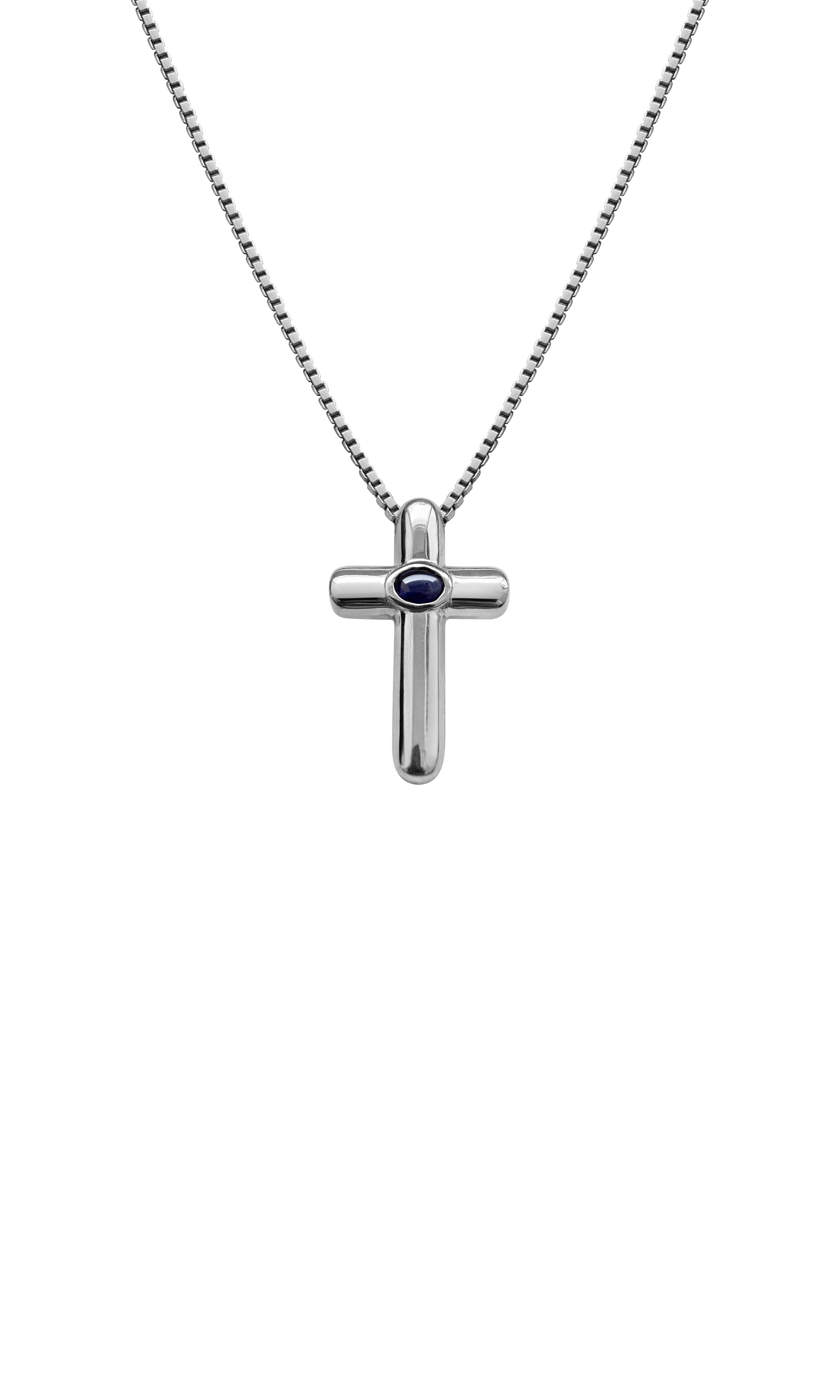 Laura Lombardi 14kt White Gold Gabriella Necklace with Blue Sapphire.