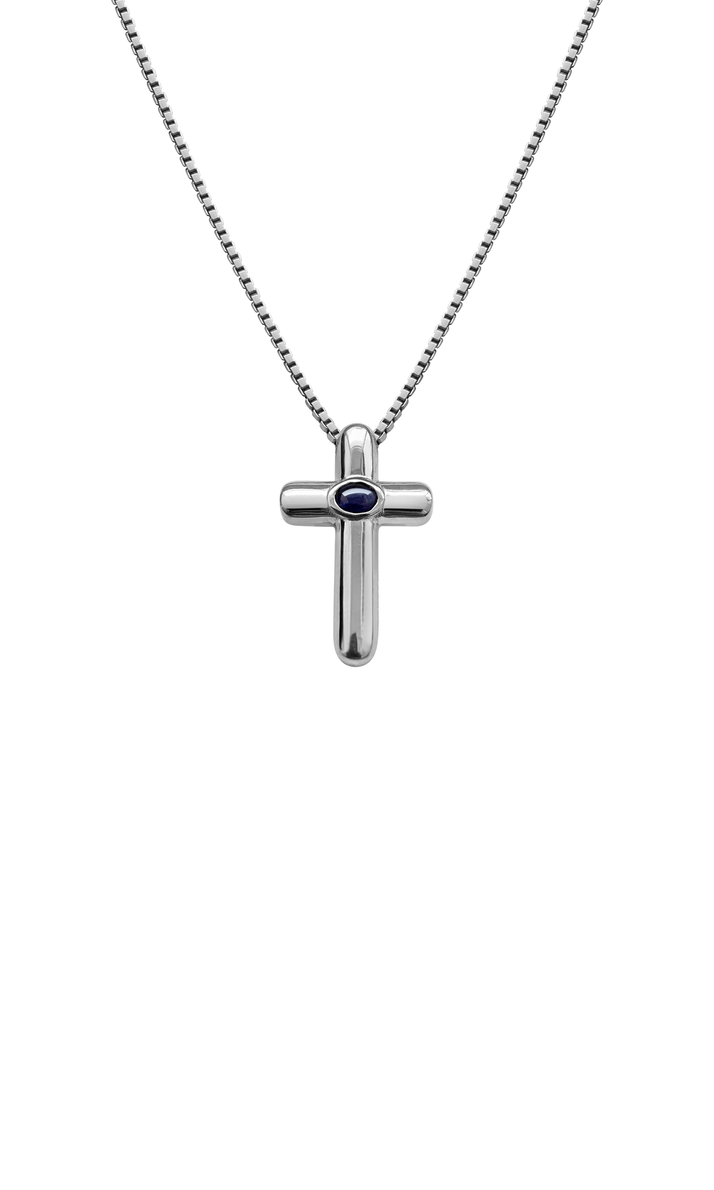 Laura Lombardi 14kt White Gold Gabriella Necklace with Blue Sapphire.