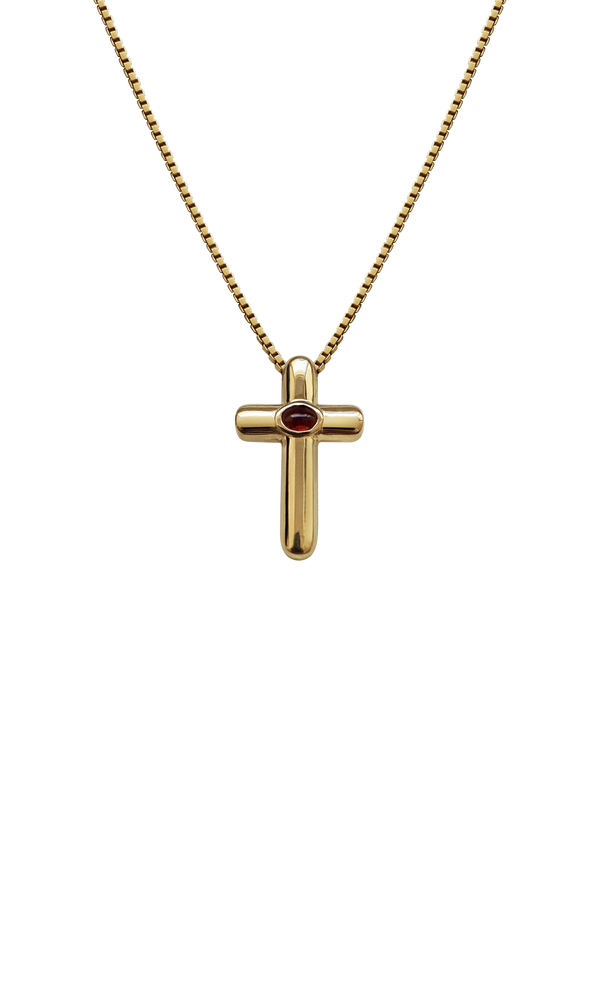 Laura Lombardi 14kt Yellow Gold Gabriella Necklace with Red Garnet