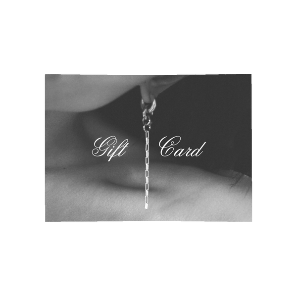 Model wearing Laura Lombardi Pezza Earrings with Gift Card text overtop of image