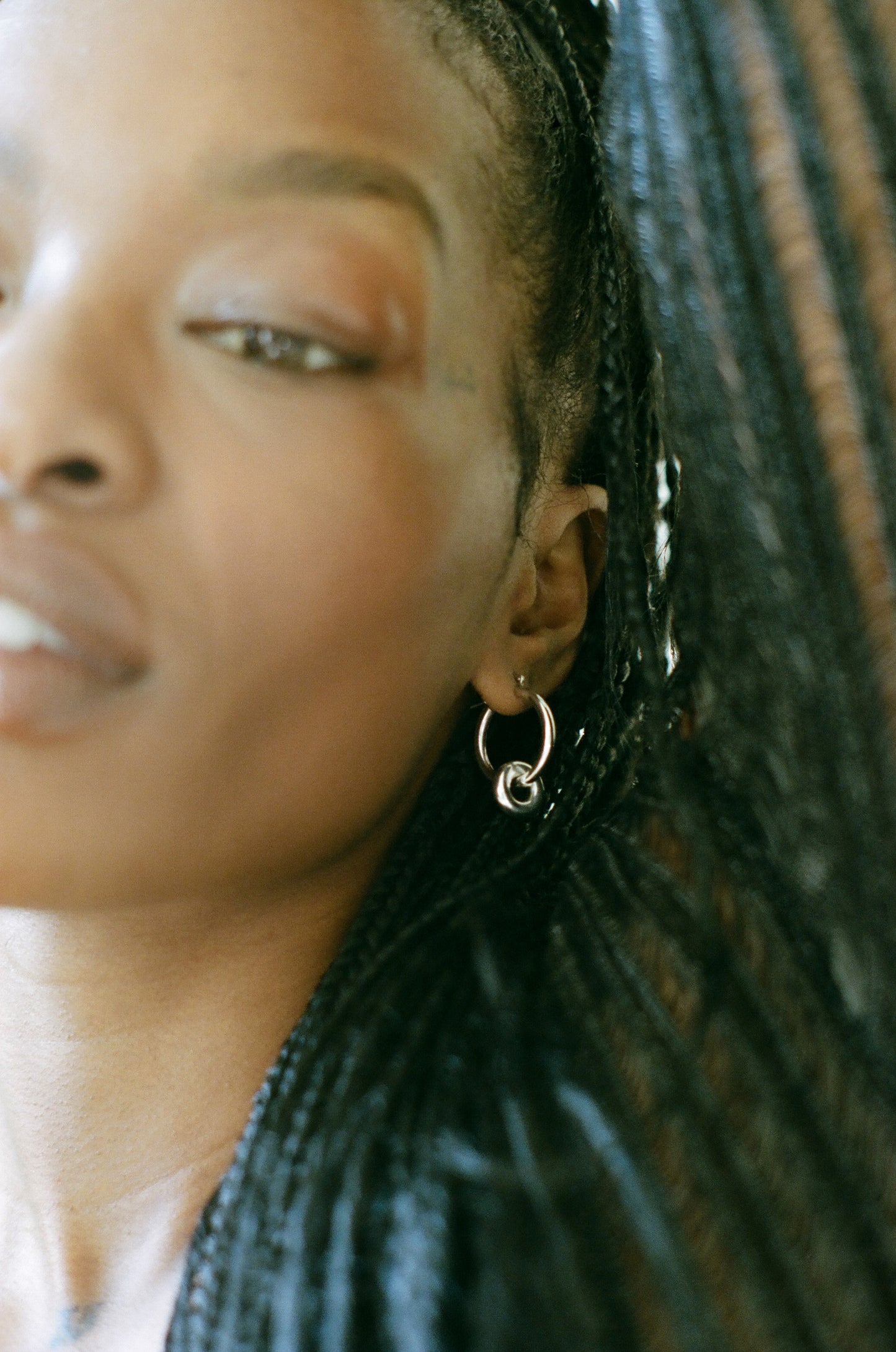 Model wearing Silver Isola Earrings