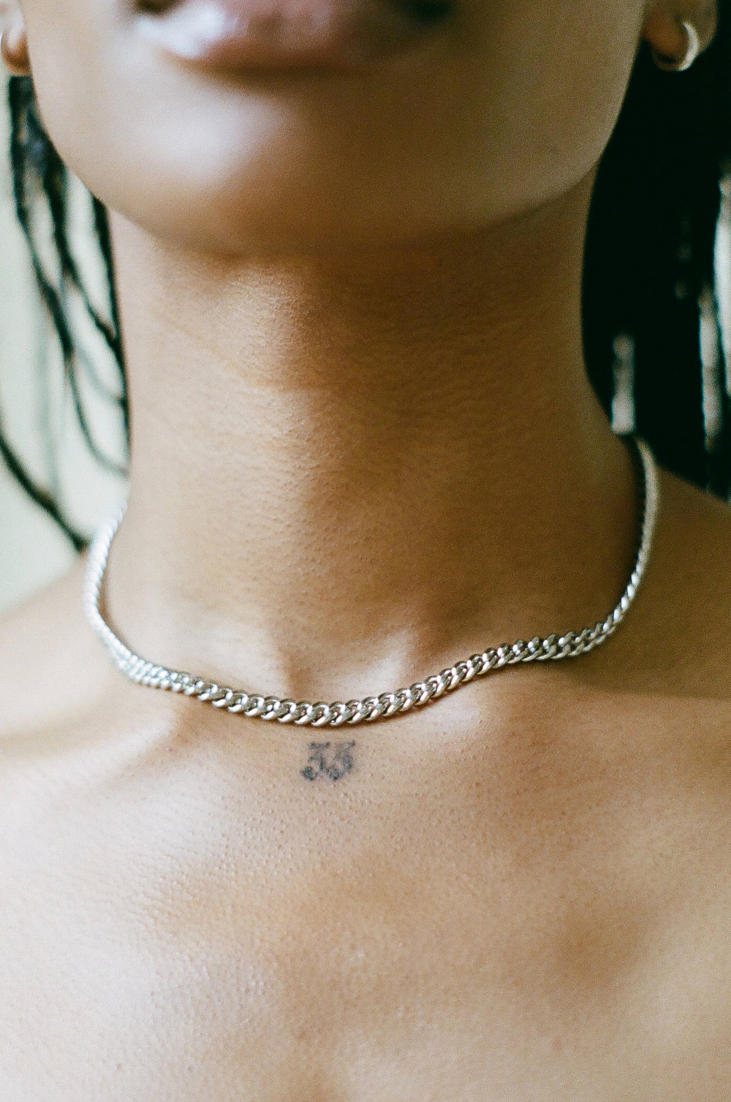 Model wearing Laura Lombardi Silver Maschio Chain