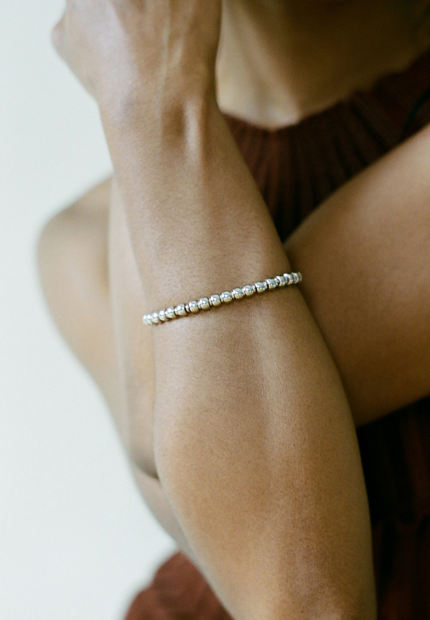 Model wearing Laura Lombardi Silver Maremma Bracelet