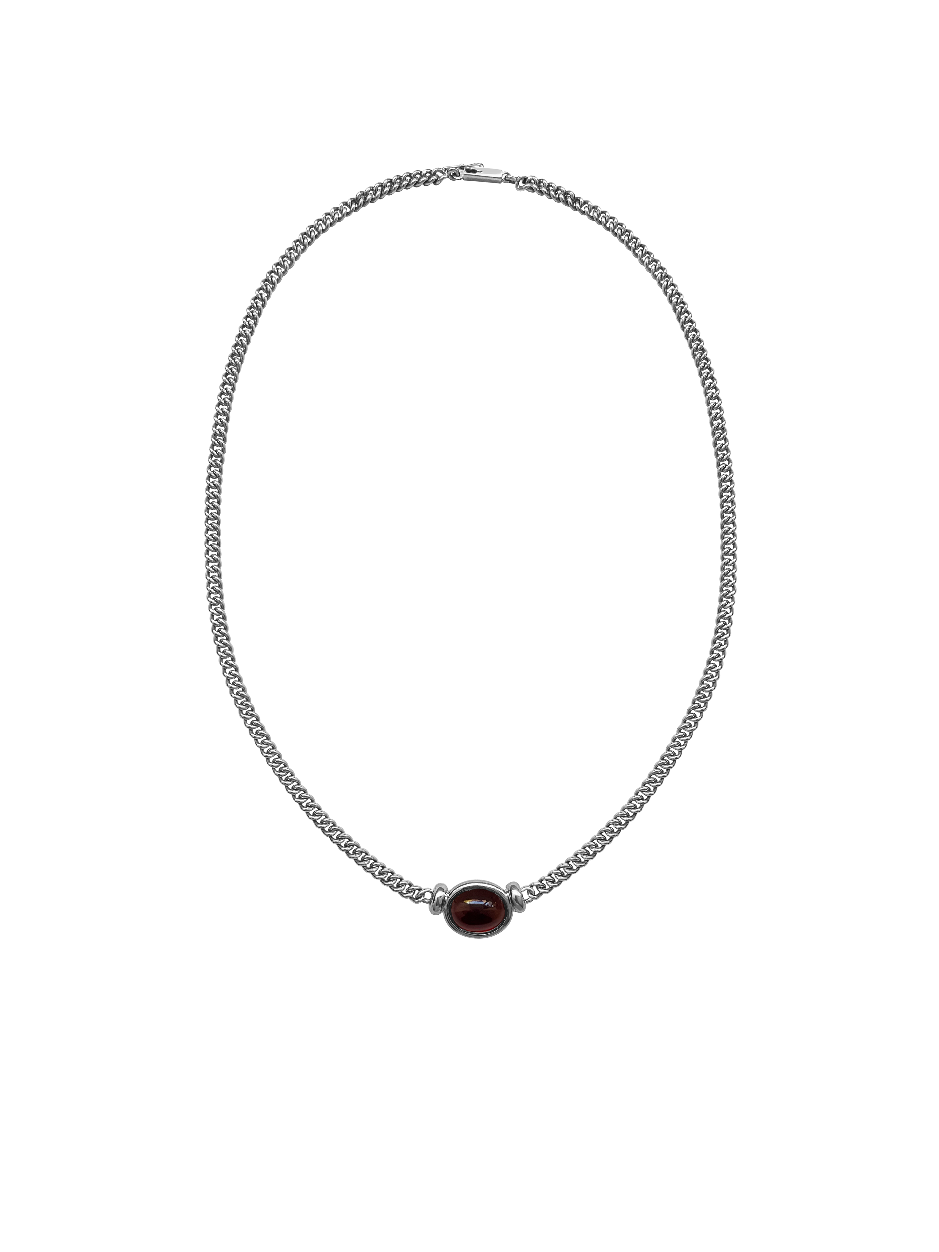 Laura Lombardi White Gold Donatella Necklace with Garnet