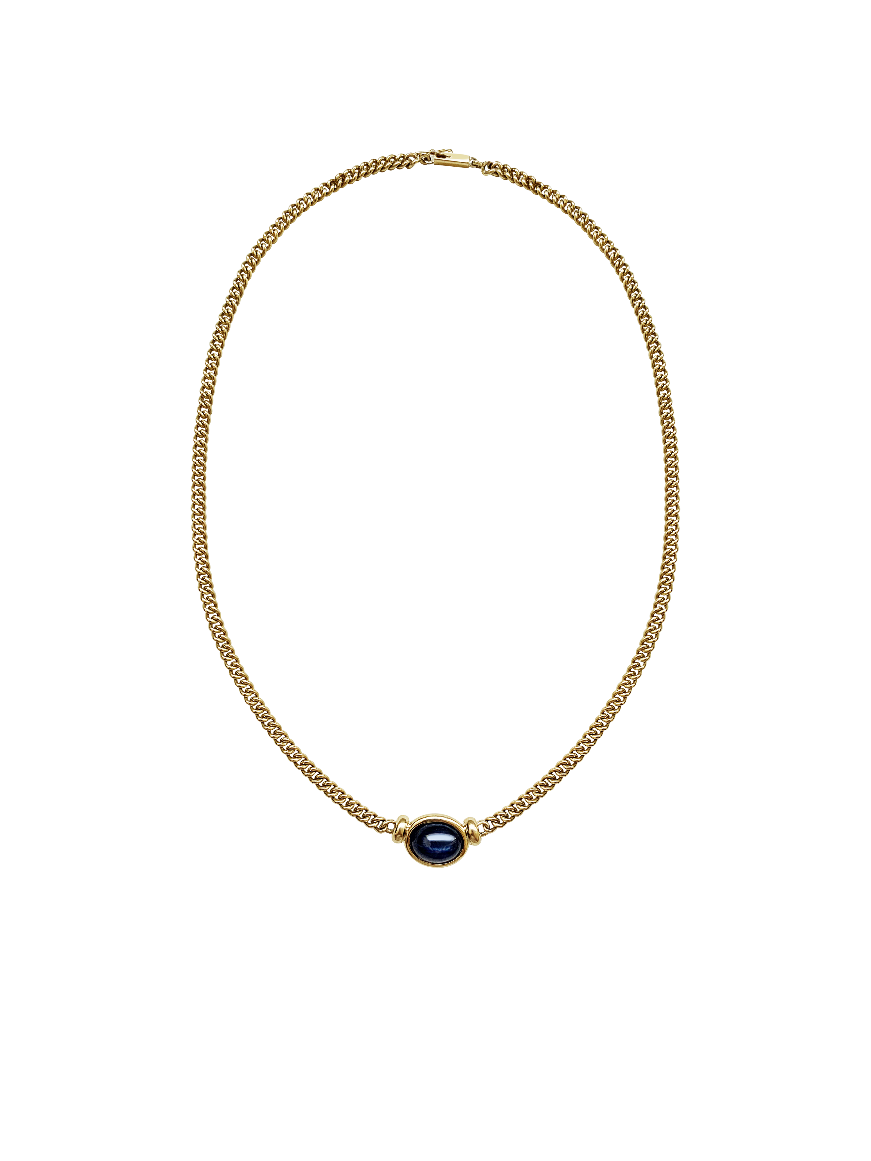 Laura Lombardi 14kt Yellow Gold Donatella Necklace with Sapphire Stone.