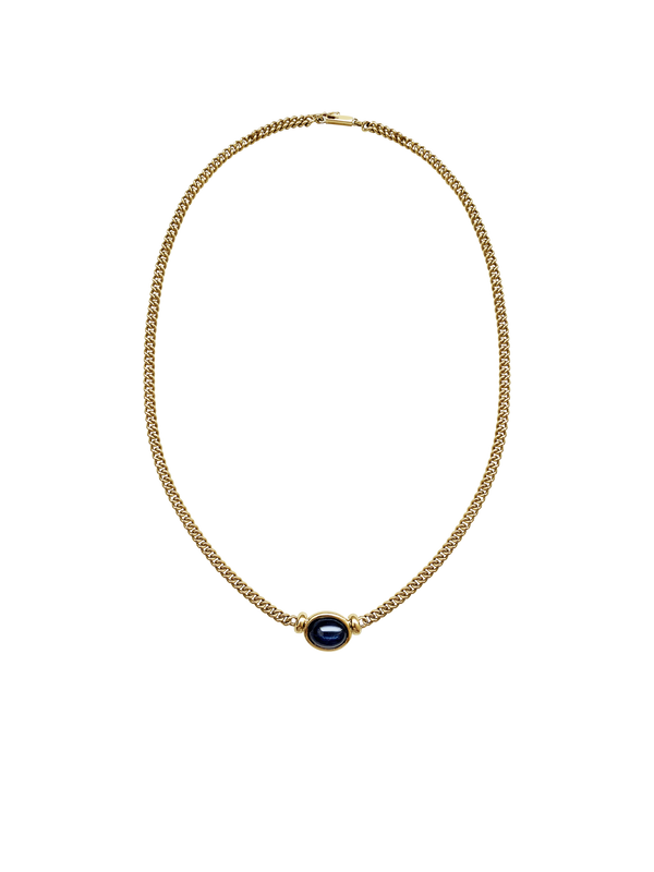 Laura Lombardi 14kt Yellow Gold Donatella Necklace with Sapphire Stone.