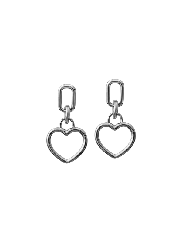 Laura Lombardi Silver Beatta heart earrings.