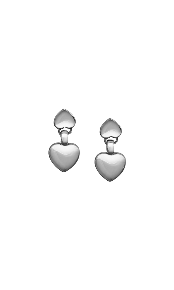 Laura Lombardi Silver Chiara double heart earrings.