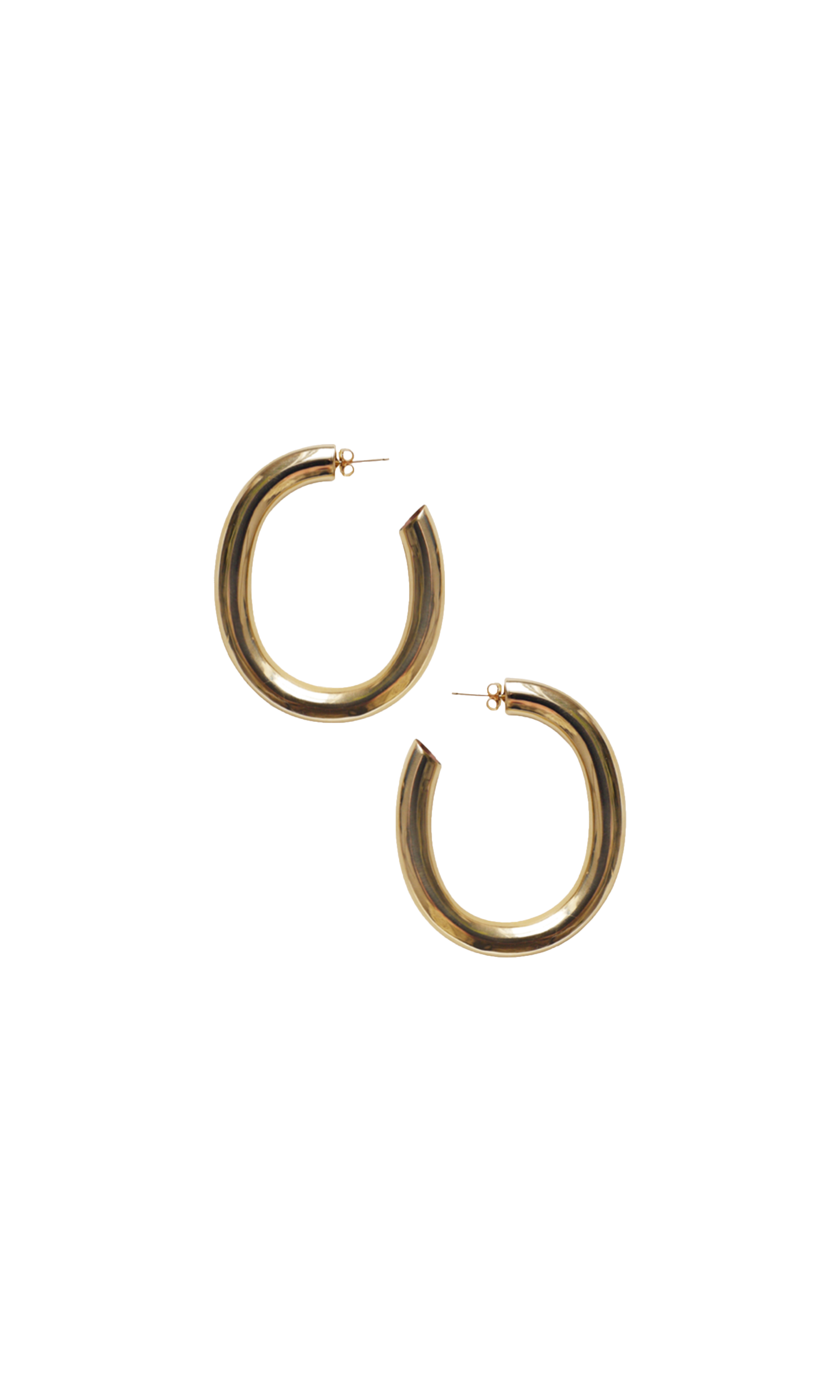 Laura Lombardi gold Curve oval hoop earrings.