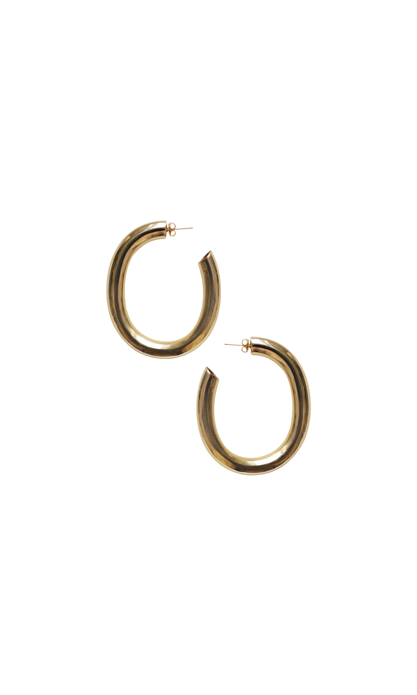 Laura Lombardi gold Curve oval hoop earrings.