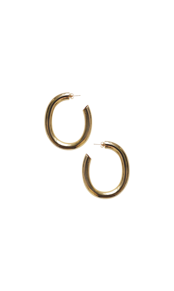 Laura Lombardi gold Curve oval hoop earrings.