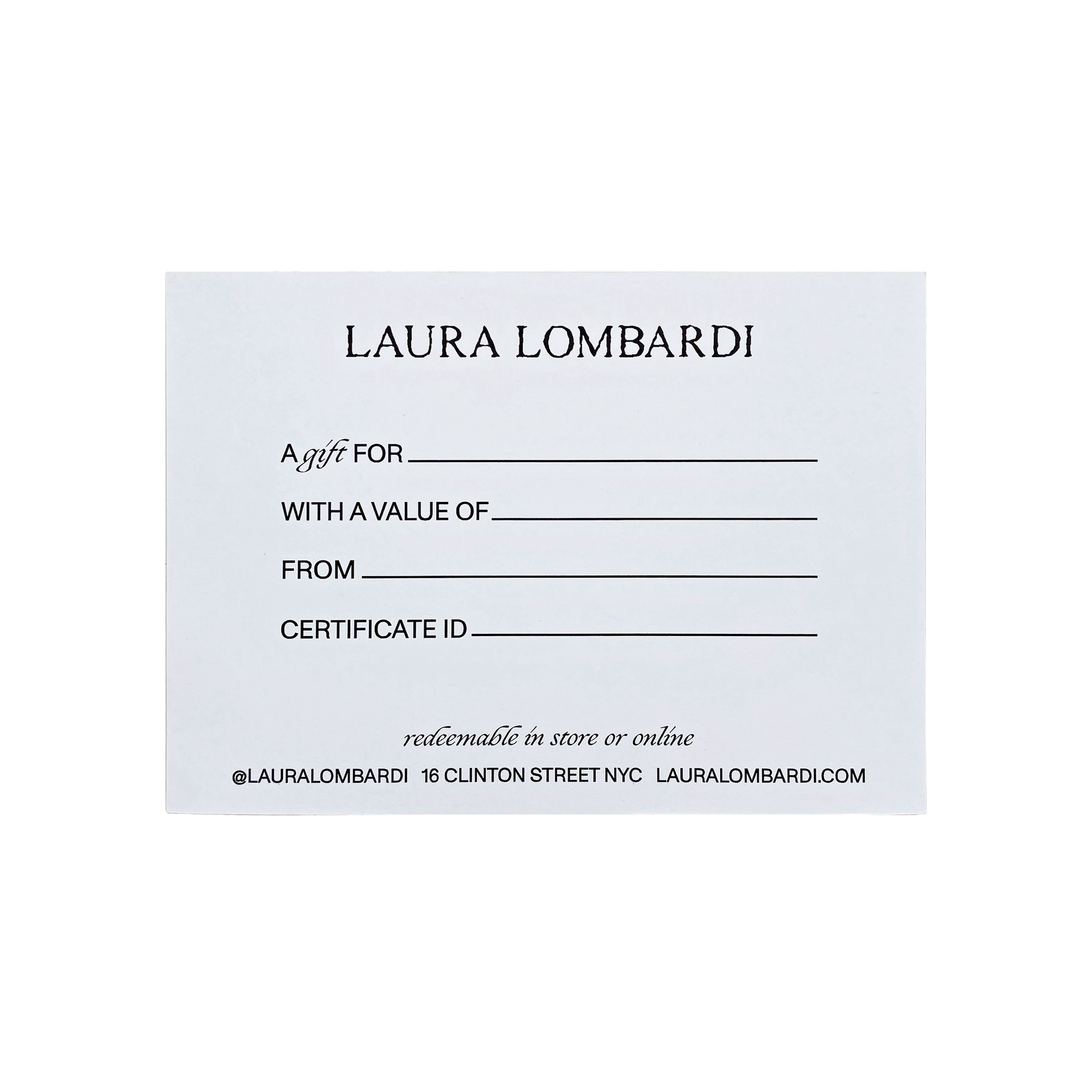 laura lombardi gift card