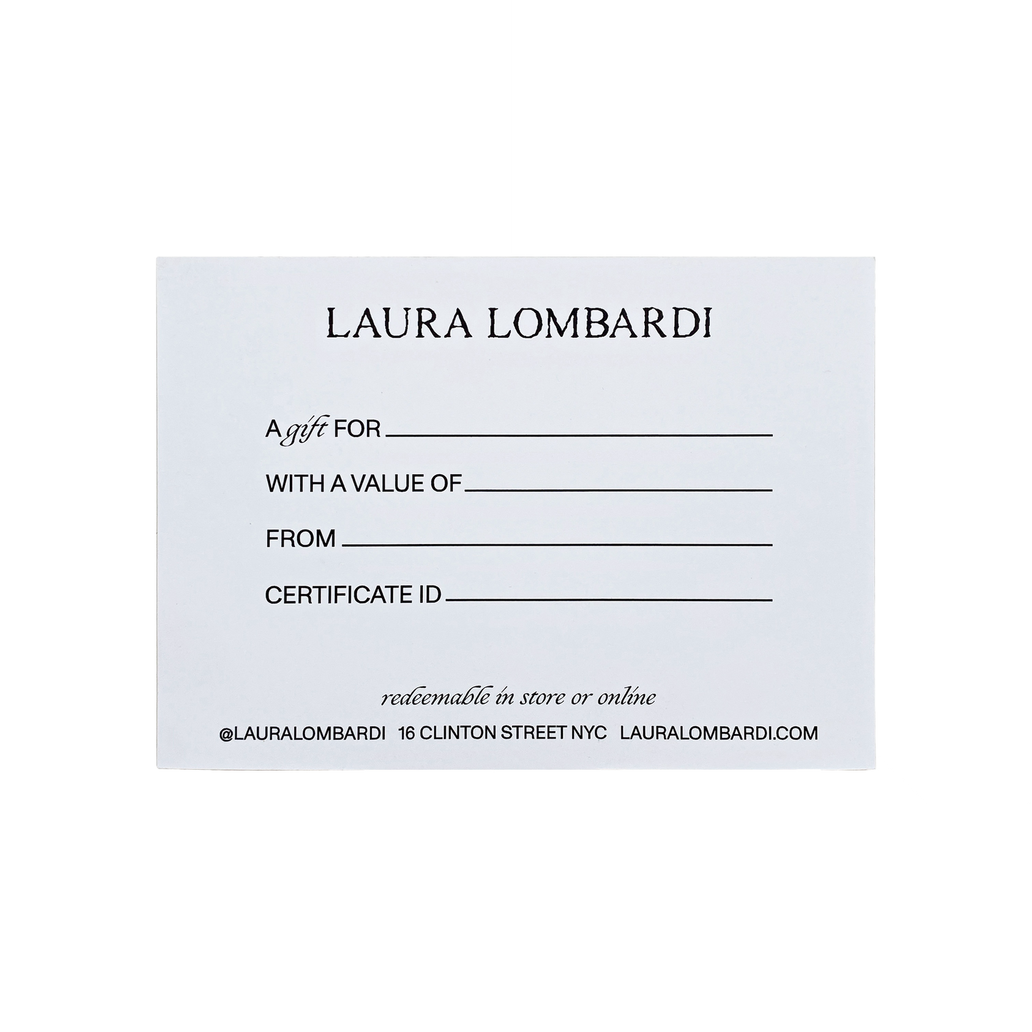 laura lombardi gift card