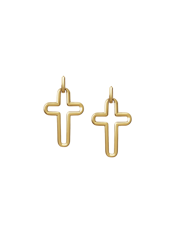 Laura Lombardi gold Madda cross earrings.