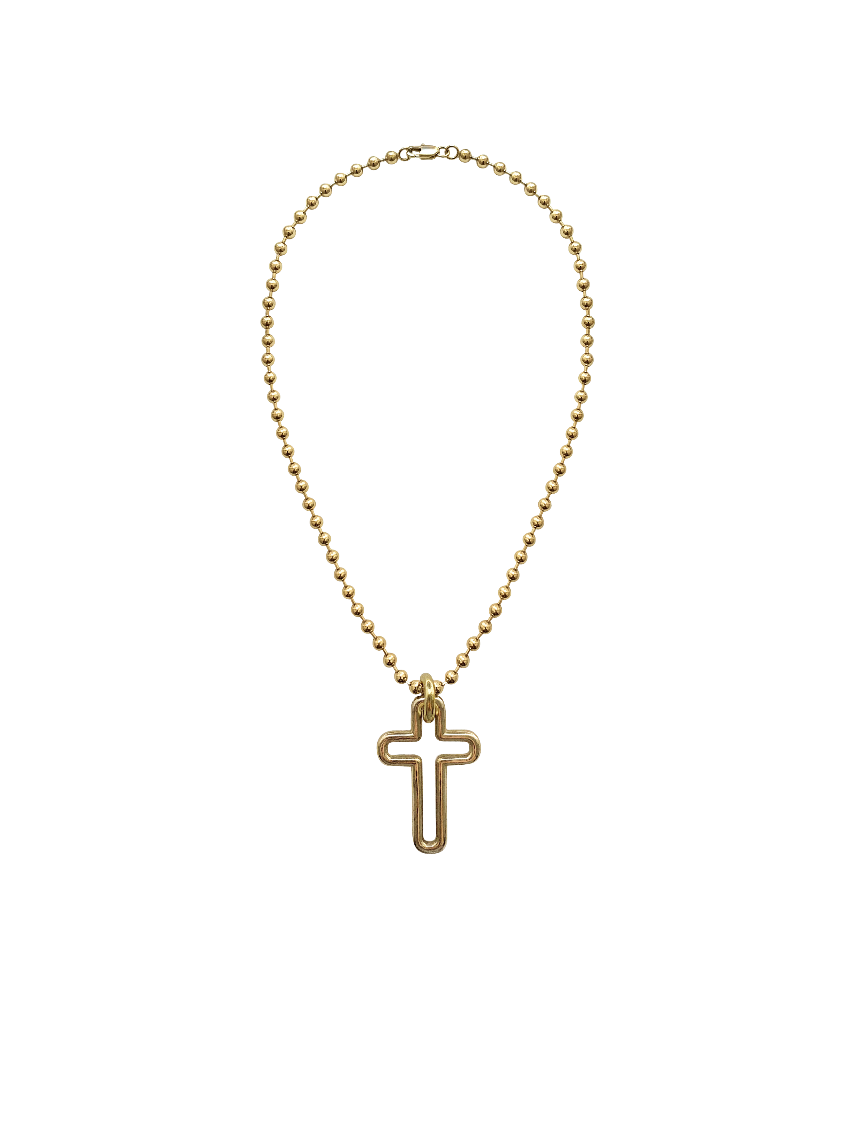 Laura Lombardi gold Madda cross pendant.