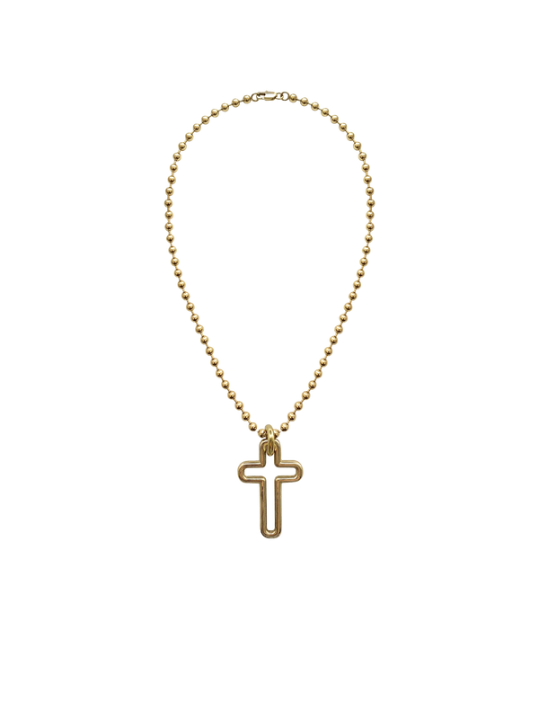 Laura Lombardi gold Madda cross pendant.