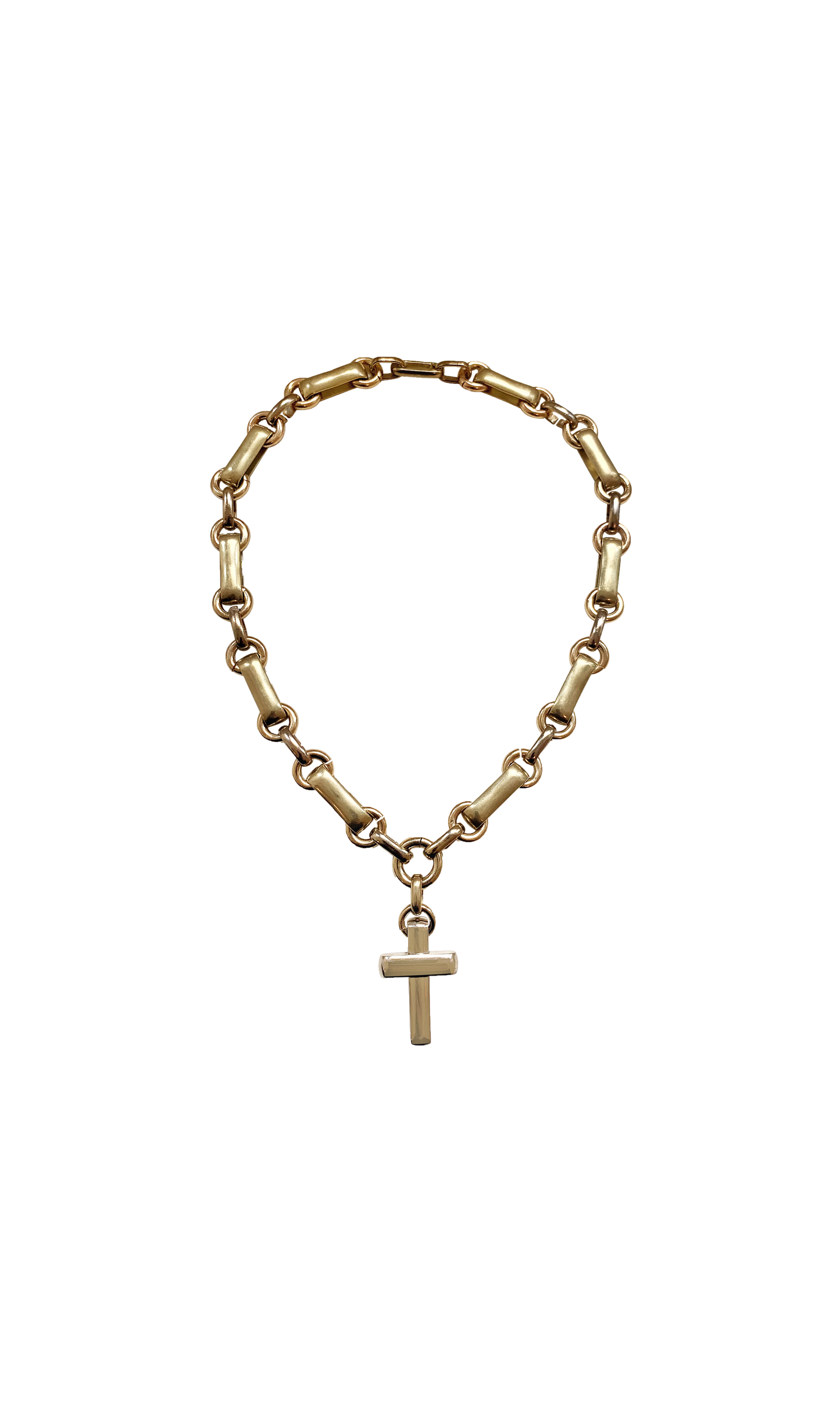 Laura Lombardi gold Sestina cross necklace.