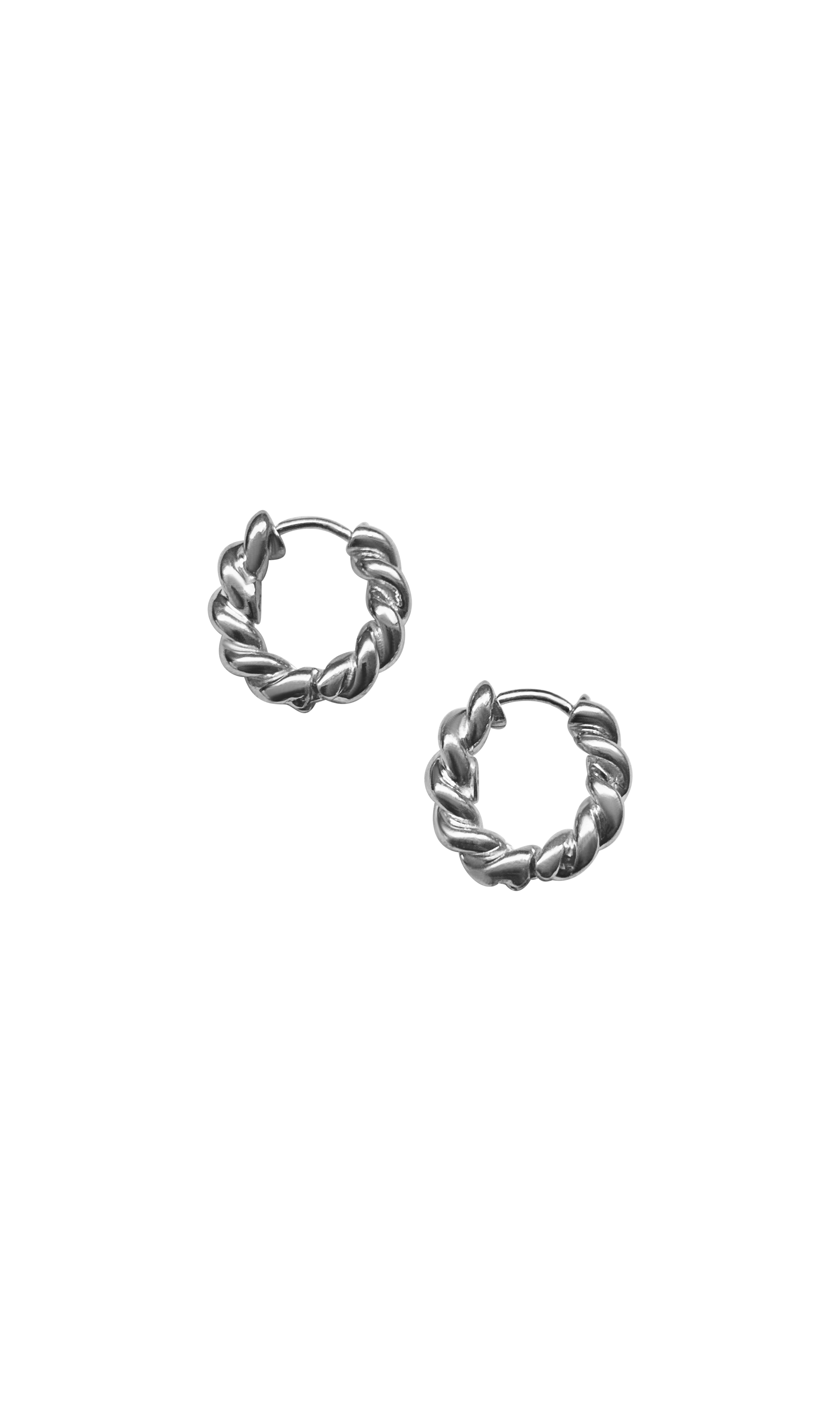 Laura Lombardi 14kt White Gold Twist Hoops. 