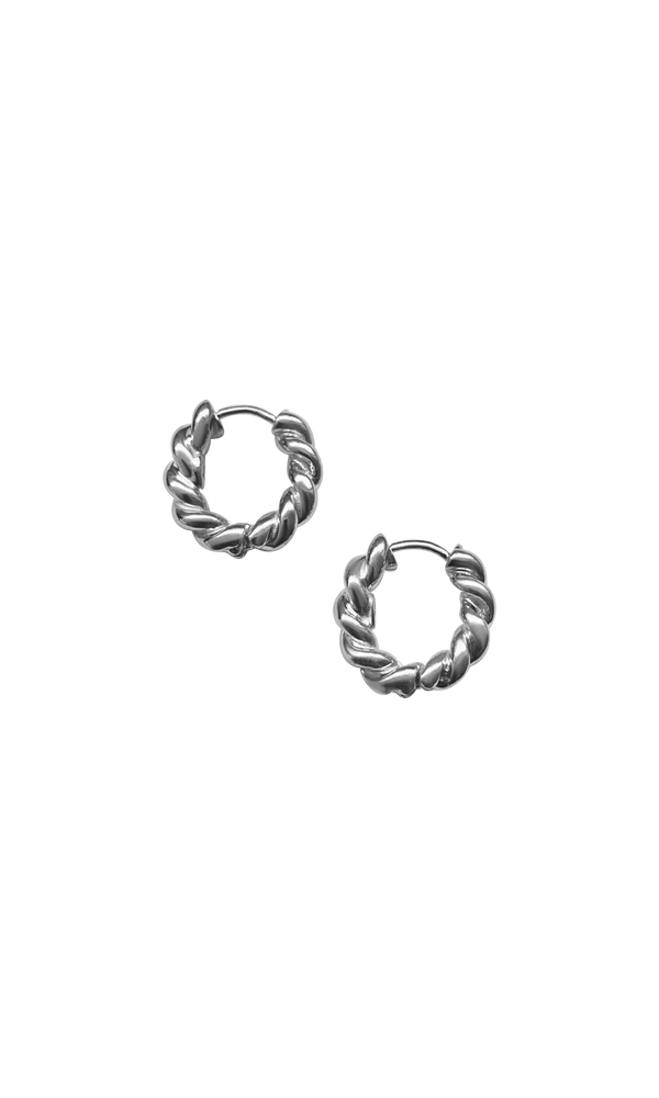 Laura Lombardi 14kt White Gold Twist Hoops. 